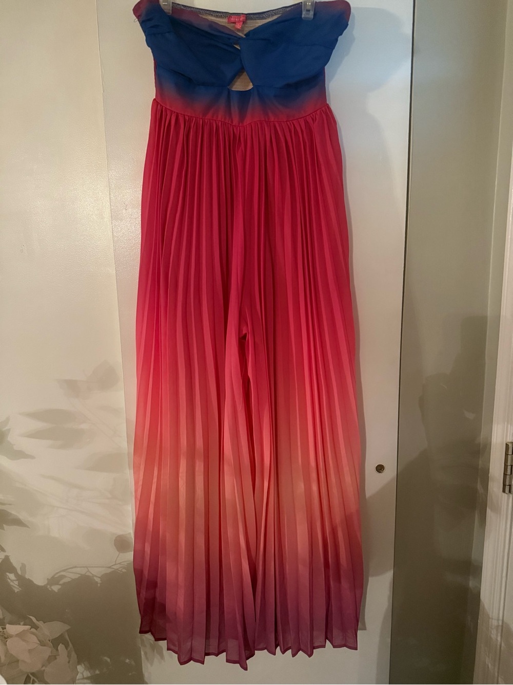 Flying Tomato Blue-to-Pink Ombre Pleated Maxi Skirt